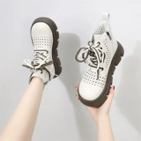 Martens, белые тонкие дышащие туфли для кожаной обуви, высокие короткие сапоги на платформе, коллекция 2023, из натуральной кожи, большой размер