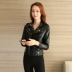 2018 mùa xuân và mùa thu da mới phụ nữ ngắn Hàn Quốc phiên bản của mỏng giảm béo đầu máy pu leather jacket đen ladies jacket