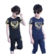Quần áo trẻ em cậu bé mùa hè 2018 trẻ em mới ngắn tay t- shirt bông phù hợp với cậu bé thể thao giản dị hai mảnh