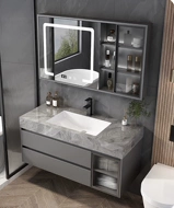 Tủ gương thông minh có đèn chiếu sáng mặt gương chống hơi nước tủ gương lavabo liền mạch cửa trượt