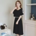 Cho con bú dress 2018 mùa hè mới đoạn dài off-the-vai voan váy sau sinh hot mom out ăn cho con bú quần áo