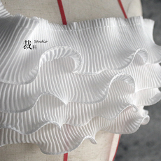 Кайма 四层荷叶边褶皱肌理立体波浪辅料 连衣裙礼服木耳花边手工diy材料