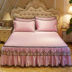 Châu âu ice silk giường ăn mặc ba mảnh đặt 1.8 m trải giường có thể tháo rời gấp dày gấp rửa mat mùa hè váy giường đẹp	 Váy Petti