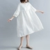 [清 濯] Pleated Lantern Sleeve vòng cổ cao eo Casual váy - trắng đầm rút dây eo Váy eo cao