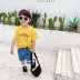 Quần áo trẻ em Komori Phiên bản tiếng Hàn của áo ngắn tay 2019 hè mới nam bé ngoại quốc áo thun cotton hoang dã - Áo thun Áo thun