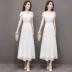 Váy voan trắng phụ nữ mùa hè 2021 váy ren rỗng mới cổ tròn siêu cổ tích váy quây dài mùa hè - Váy dài