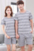 Mùa hè bông của phụ nữ vài bộ đồ ngủ nam ngắn tay phim hoạt hình bông của phụ nữ đồ ngủ Hàn Quốc dịch vụ nhà hai mảnh phù hợp với đồ pijama Bộ Pajama