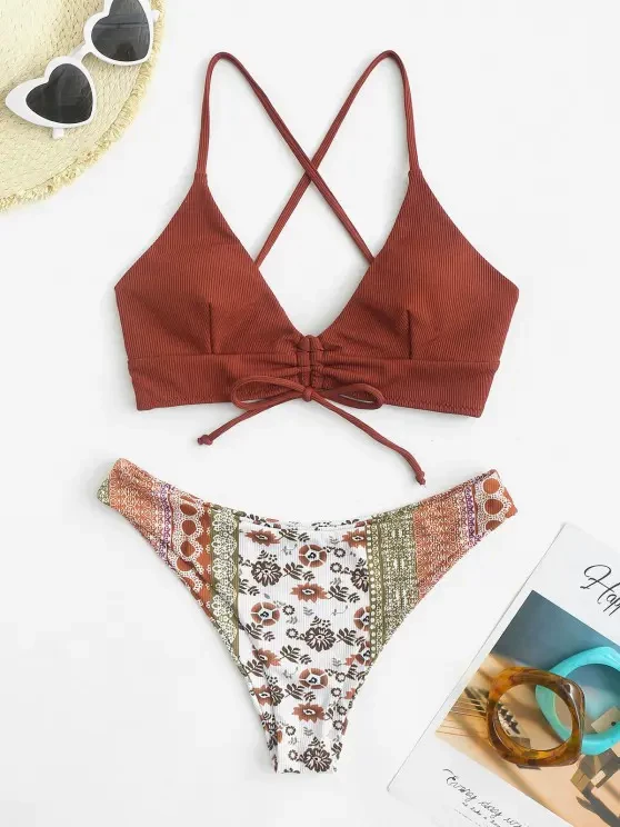 2022 ZAFUL Sexy Underwired Multi-way Bikini Swimwear Gather