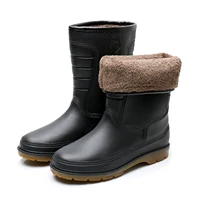 Giày thời trang mùa đông ống đi mưa nam cộng với nhung cộng với cotton ấm áp không thấm nước giày chống mưa giày cao su giày không thấm nước nam