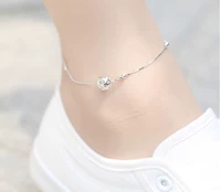 Thời trang Hàn Quốc đồ trang sức 925 sterling bạc vòng chân nữ đơn giản đa năng tình yêu rỗng tinh tế bóng chuyển hạt chân đồ trang trí lắc chân nữ vàng đẹp