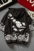 Trung quốc phong cách mùa hè nam bảy điểm tay áo trùm đầu cá tính Xiangyun in ấn áo len cộng với phân bón XL casual loose triều hoodie đen Áo len