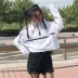 Mùa thu của phụ nữ 2018 Hàn Quốc phiên bản của sự tương phản màu cao cổ áo đoạn ngắn dài tay áo len Harajuku phong cách loose hoang dã phụ nữ áo khoác