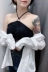 Mùa hè 2019 phiên bản mới của Hàn Quốc có lưng ren treo cổ dây đeo vest nữ bên trong đoạn ngắn chạm đáy áo sơ mi nữ - Áo ba lỗ Áo ba lỗ