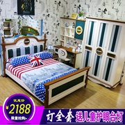Địa trung hải giường gỗ rắn gói mềm giường nội thất phòng ngủ suite kết hợp thanh thiếu niên trẻ em của đồ nội thất bàn tủ quần áo