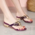 Giày sandal xương cá khoan nữ mùa hè mặc phẳng đáy dễ thương cổ tích nhỏ tươi dày với dép da - Dép
