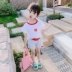 Áo thun bé gái hè 2019 nữ mới trẻ em thời trang quần áo trẻ em nước ngoài Áo sơ mi cotton ngắn tay trẻ em Hàn Quốc - Áo thun Áo thun
