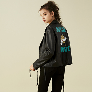 Lecho trở lại in ấn PU da quần áo 2018 mùa hè mới của Hàn Quốc phiên bản của mỏng giảm béo hoang dã giản dị nữ áo khoác thủy triều