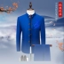 Bộ đồ nam bộ ba bộ đồ Trung Sơn đứng cổ áo phù hợp với thủy triều nam phiên bản Hàn Quốc của chủ nhà chú rể mã lớn - Suit phù hợp Suit phù hợp