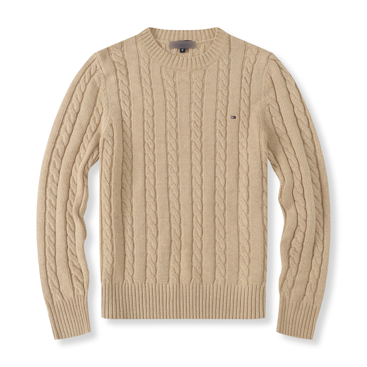 American Casual POLO Sweater Men's Crewneck Wool Base Knitted Sweater Autumn and Winter Thick Twist Pullover Pony Mark