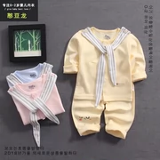 憨 龙 龙 Mùa xuân và mùa thu mới đồ lót trẻ em quần áo bé bông cardigan hai mảnh 0-3 tuổi trẻ em dài tay mùa thu quần áo