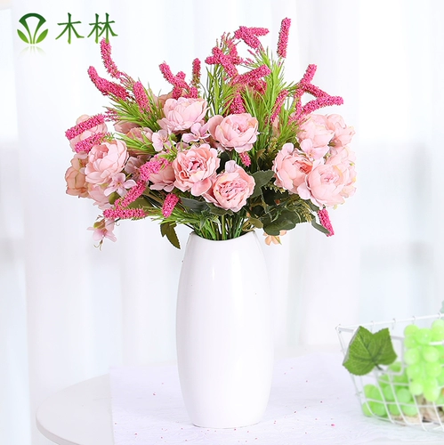 Пластиковый реалистичный комплект, украшение для гостиной, цветочный горшок в форме цветка, букет