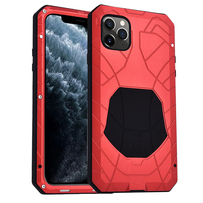 iMatch Water Resistant Shockproof Dust/Dirt/Snow-Proof Aluminum Metal Military Heavy Duty Armor Protection Case Cover for Apple iPhone 11 Pro Max & iPhone 11 Pro & iPhone 11