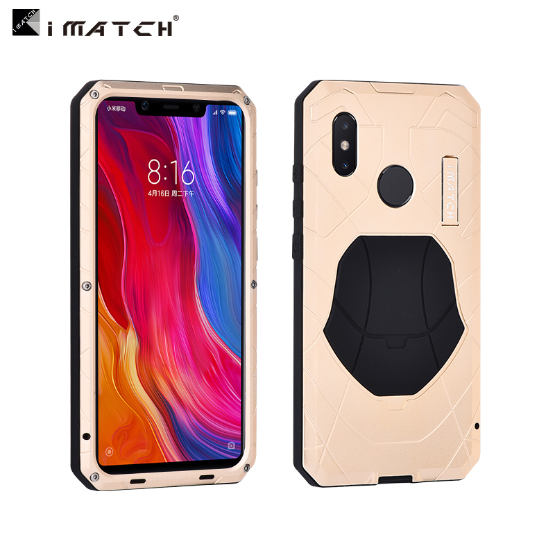 iMatch Water Resistant Shockproof Dust/Dirt/Snow-Proof Aluminum Metal Military Heavy Duty Armor Protection Case Cover for Xiaomi Mi 8