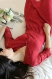 Приталенный красный кружевной корсет, длинная юбка, весеннее платье с рукавами, V-образный вырез, средней длины, 2020