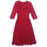 Приталенный красный кружевной корсет, длинная юбка, весеннее платье с рукавами, V-образный вырез, средней длины, 2020