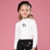 Quần áo bé gái mùa xuân và mùa thu áo thun cotton dài tay 2019 mùa thu mới kiểu áo tây mới trong áo sơ mi trẻ em lớn thời trang quần áo trẻ em - Áo thun