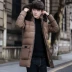 Mùa thu và mùa đông nam dài xuống áo khoác bông ấm đệm áo Hàn Quốc phiên bản của áo khoác vài bông áo khoác có thể cất cánh mũ áo khoác kaki nam Trang phục Couple