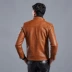 Mùa xuân 2020 mùa thu mới áo khoác da nam Hàn Quốc Áo khoác da xe máy trẻ trung đứng cổ áo thời trang nam da bình thường - Quần áo lông thú
