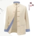 Tang phù hợp với phong cách Trung Quốc cotton nam và áo khoác lanh nam quốc phục trung niên giản dị Trung Quốc áo khoác dài tay áo dài đồ bộ đẹp Trang phục dân tộc