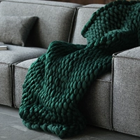 Ngõ thủ đoạn Shu Dày Dòng Xiantan sofa đan thô thảm đi Bắc Âu giải trí màu chăn màu xanh đậm - Ném / Chăn chăn lông cừu tây tạng