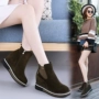 Giày nữ tăng trong mùa đông là giày cao gót nữ 2018 mới hoang dã thời trang Hàn Quốc giày đế bằng da giày chelsea boot