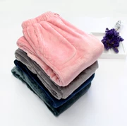 Flannel Pajama quần cho nam và nữ mùa thu và mùa đông mô hình dày lông cừu san hô rắn màu ấm quần quần nhà mẫu vài kích thước lớn