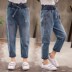 Quần bé gái 2019 mùa thu mới phiên bản Hàn Quốc của quần jeans nước ngoài Quần bé gái Quần bé gái hoa eo cao quần harem - Quần jean quần jean trẻ em cao cấp Quần jean