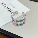 Безразмерное небольшое дизайнерское изысканное летнее кольцо, в цветочек, серебро 925 пробы