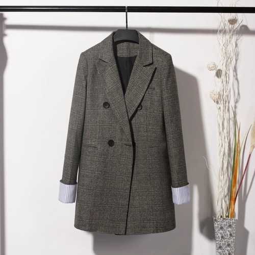 Демисезонный длинный пиджак классического кроя для отдыха, популярно в интернете, средней длины, по фигуре