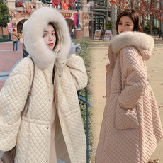 Пальто для беременных 孕妇装冬季羽绒棉服长款连帽大毛领温柔风加厚保暖棉衣棉袄冬季女