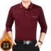 Người đàn ông trung niên của dài tay t-shirt knit cộng với nhung dày áo len cha mặc trung niên mùa thu và mùa đông áo len nam