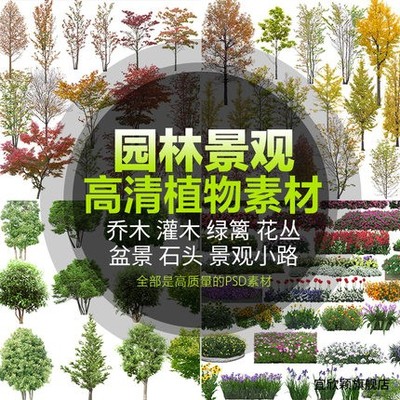 5501建筑景观园林效果图植物PSD分层素材源文件PS高清后期...-1