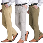 Mùa xuân và mùa thu quần dày trung niên quần dài nam giản dị eo cao quần trung niên quần cha lỏng lẻo quần dài