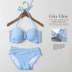 Màu xanh nữ tính ba điểm nhỏ ngực áo tắm spa chia hai tấm thép tập hợp bikini - Bikinis áo tắm kín đáo Bikinis