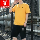 Playboy, летняя шелковая футболка с коротким рукавом, хлопковый комплект