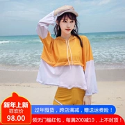 Áo tắm nữ 2018 xẻ góc phẳng ngực nhỏ tập hợp áo thể thao áo ba lỗ bảo thủ che bụng áo tắm Hàn Quốc