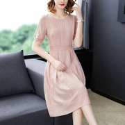Đầm nữ màu hồng trong váy voan dài hè 2019 mới thon Một chiếc váy chữ nữ - A-Line Váy