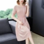 Đầm nữ màu hồng trong váy voan dài hè 2019 mới thon Một chiếc váy chữ nữ - A-Line Váy mẫu đầm xòe tuổi trung niên