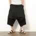 Mùa hè Trung Quốc Tang phù hợp với phong cách dân tộc linen cắt quần nam cộng với phân bón XL quần short giản dị loose big quần quần lửng nam Cực lớn