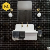 В последнем домашнем туалете в ванной комнате, фарфоровая пленка скандинавская плит